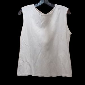 White sleeveless top